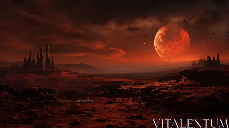 Red Planet: An Alien Landscape with Soft Tonal Colors and Romantic Vistas AI Image