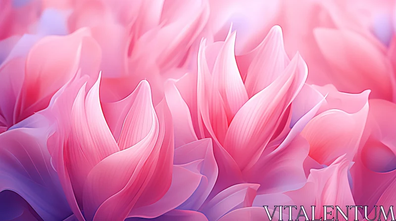 Romantic Pink Floral Illustration: A Tranquil Monochromatic Masterpiece AI Image
