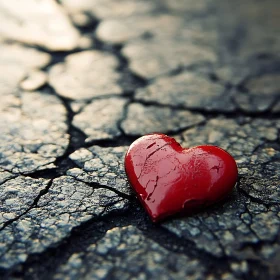 Red Heart on Broken Pavement