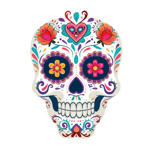 Floral Skull Art T-Shirt POD Design