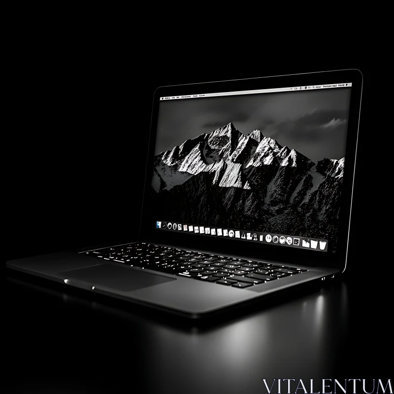 Sleek Black Notebook with Illuminated Keyboard AI Image