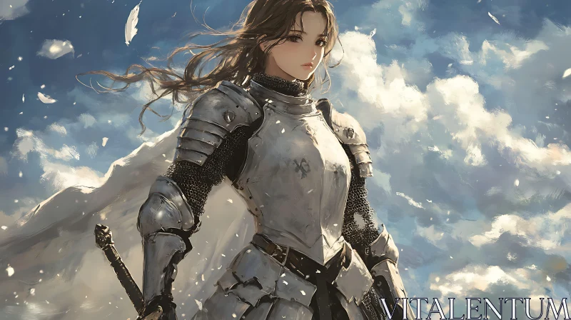 AI ART Female Warrior in Armor