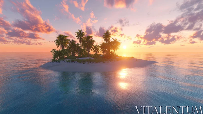 AI ART Serene Island Sunset Scene