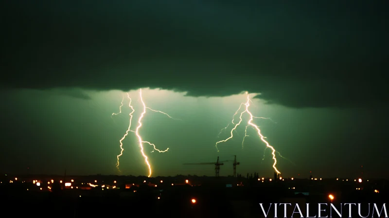 Night Storm Over the City AI Image