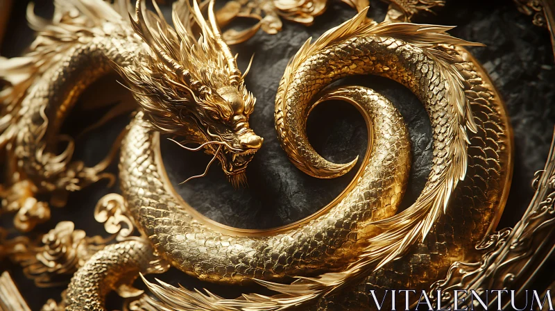 AI ART Majestic Golden Dragon Sculpture