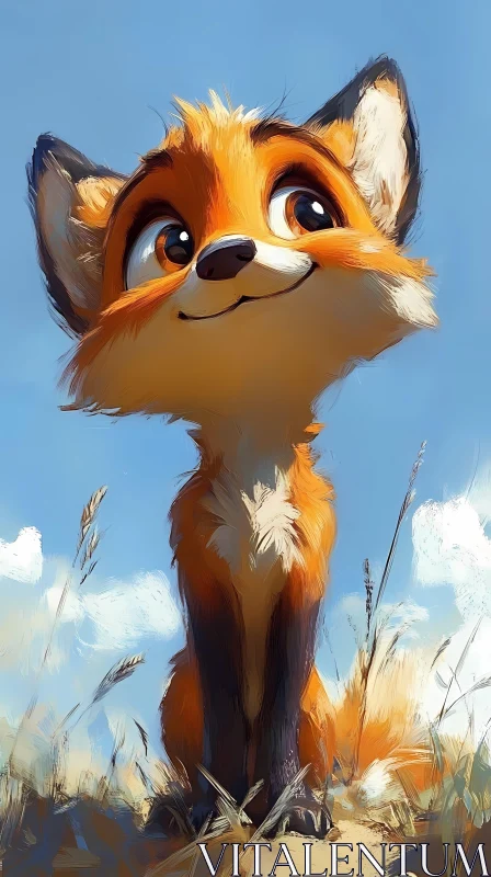 Illustrated Fox with Bright Eyes AI Image