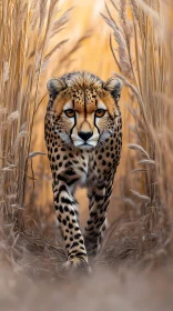 Cheetah Walking Through Wild Habitat