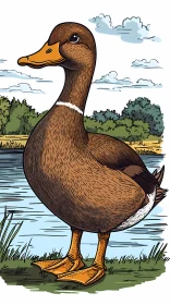 Serene Duck by the Water