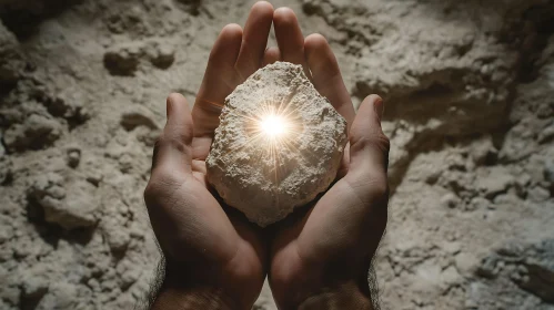 Illuminated Stone in Palms