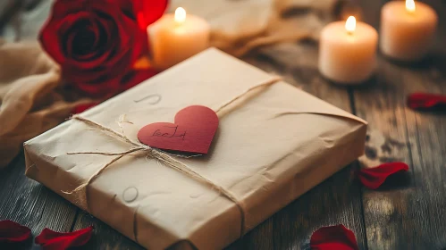 Heartfelt Gift with Rose and Candlelight