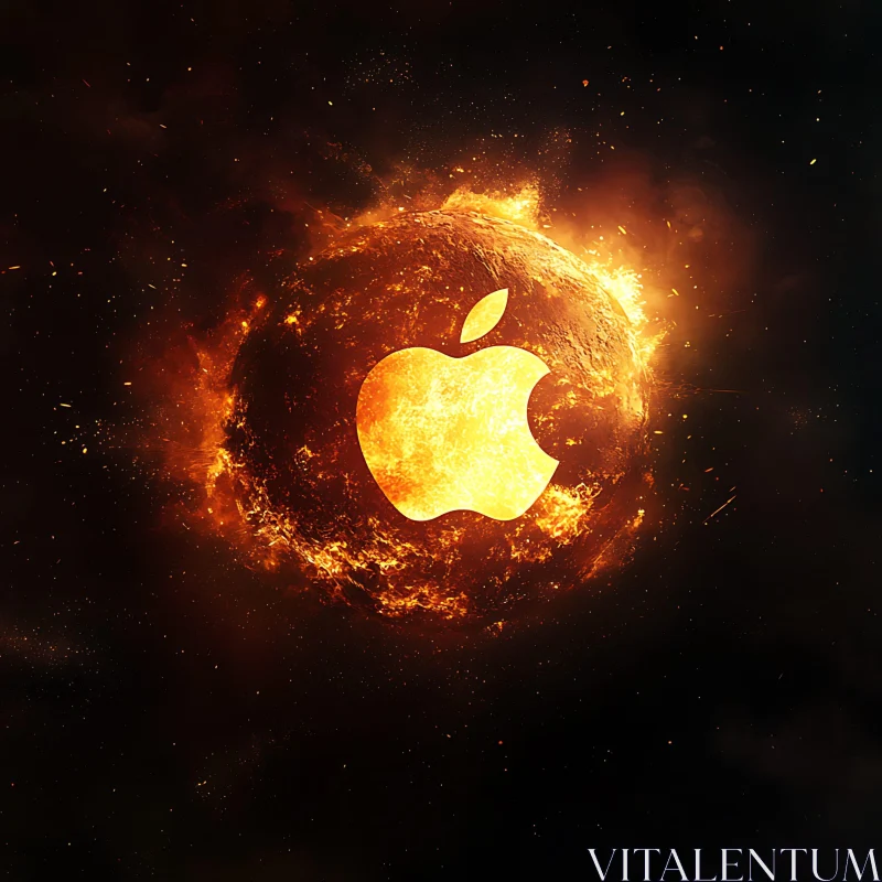 Apple Emblem in Flames AI Image