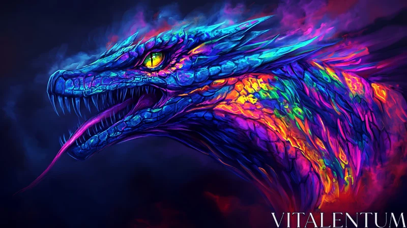 AI ART Colorful Dragon with Glowing Eye