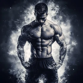 Powerful Monochrome Bodybuilder Image