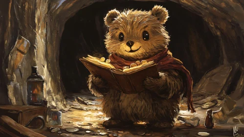 Bear Reading a Book of Coins