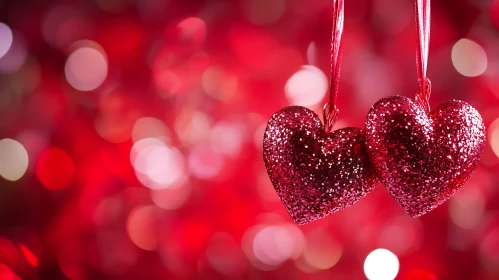 Two Red Hearts Hanging