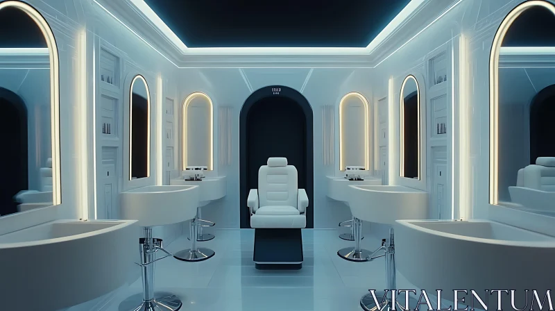 Futuristic Minimalist Salon Decor AI Image