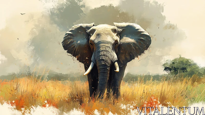 Savannah Elephant Art AI Image