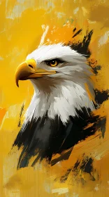 Eagle Among Yellow Brushstrokes