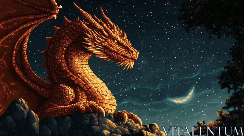 AI ART Fantasy Dragon Under Moonlight