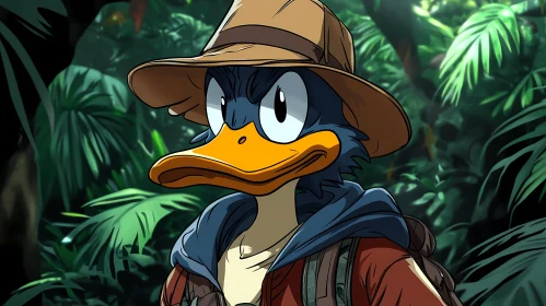 Animated Explorer Duck in Lush Environment