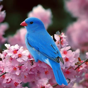 Azure Bird on Floral Branch