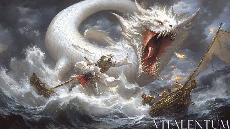 Epic Sea Battle with Dragon AI Image