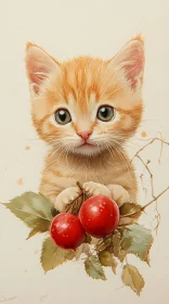 Kitten and Berries Art