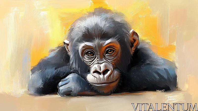 Chimpanzee Portrait Artwork AI Image