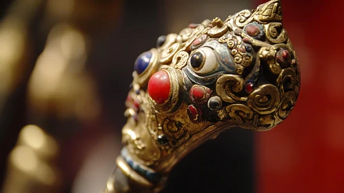 Jeweled Golden Artifact with Eye Detail