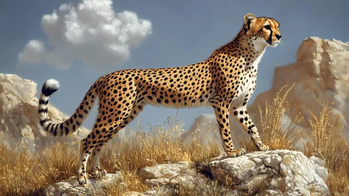Cheetah on Rocky Terrain