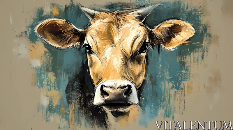 Expressive Cow Art Portrait AI Image