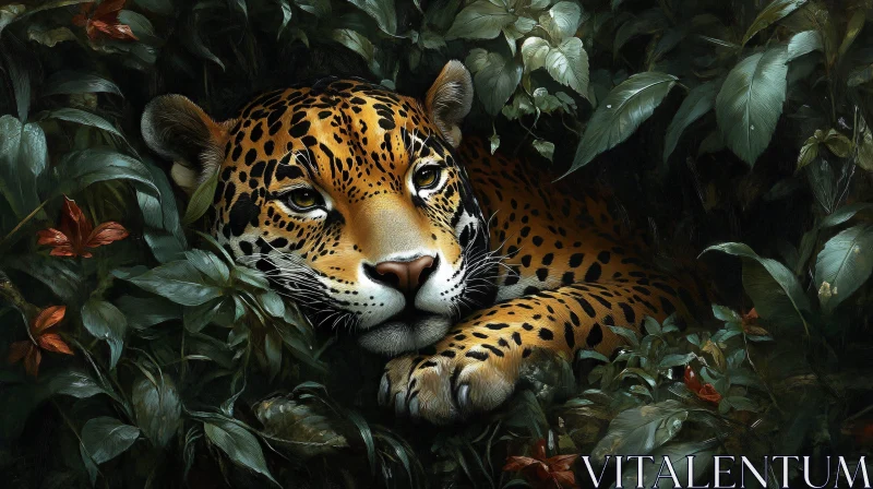 Leopard Amidst Greenery AI Image