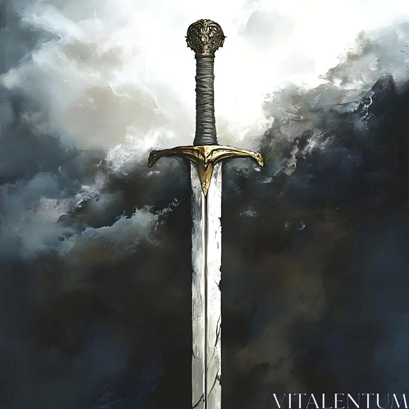 Fantasy Sword in the Clouds Artwork AI Image