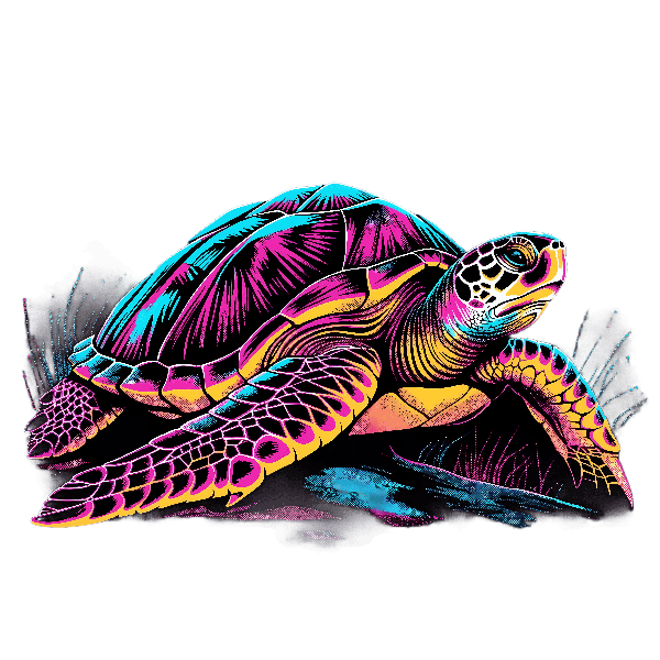 Vibrantly Colored Turtle Art POD Design