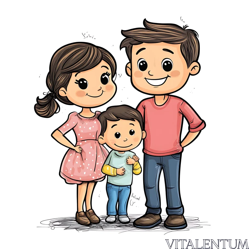 Wholesome Family Cartoon Art AI Image