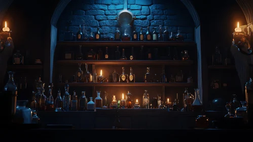 Illuminated Glassware in Alchemist's Room