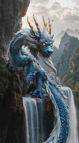 Fantasy Dragon on Mountain Cliff