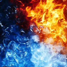 Fire vs Ice Abstract Art