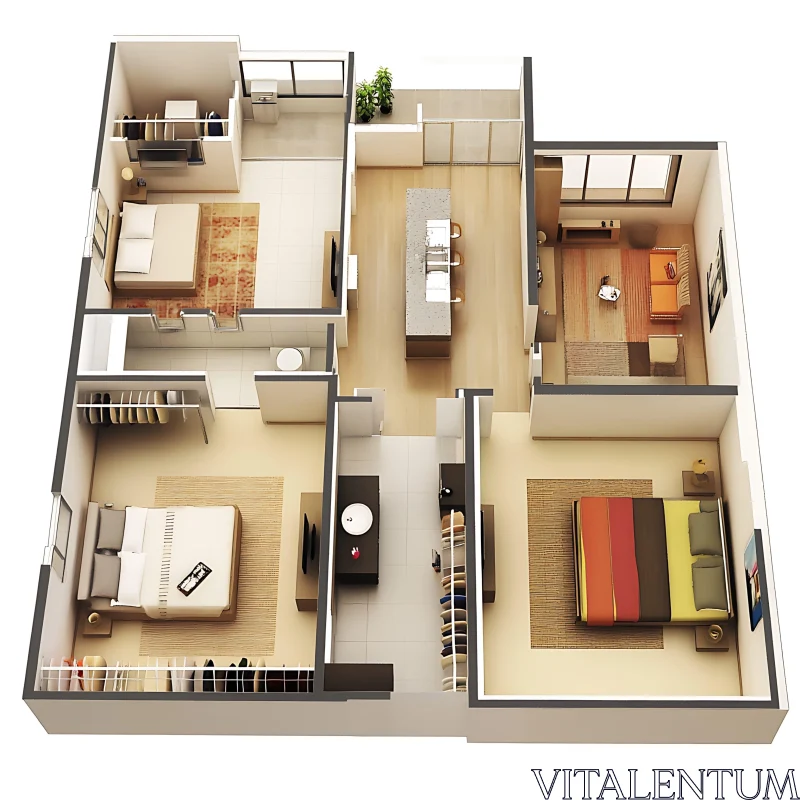 Modern Apartment Layout Design Concept AI Image