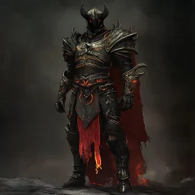 Armored Warrior with Glowing Red Details