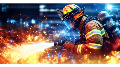 Heroic Firefighter in Action