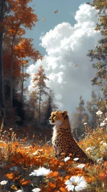 Graceful Cheetah in Autumn Landscape