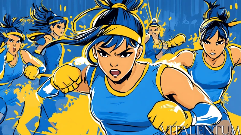 AI ART Cartoonish Female Athletes in Action