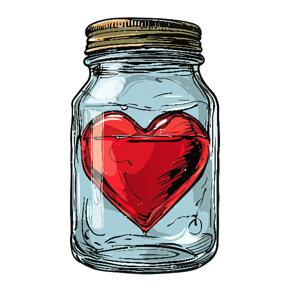 Glass Jar with Heart Design