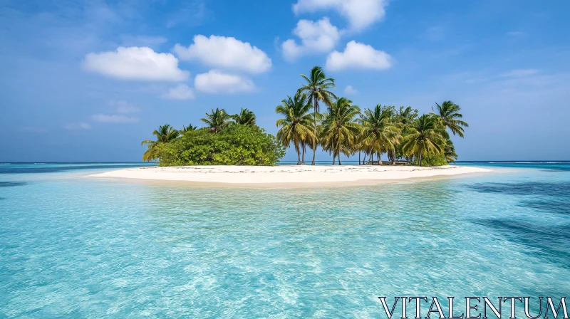 Secluded Island Paradise with White Sands and Blue Ocean AI Image