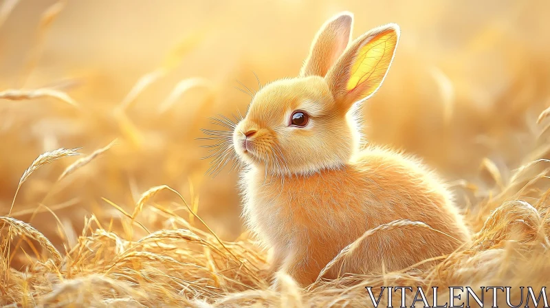 AI ART Sunlit Rabbit in Grass