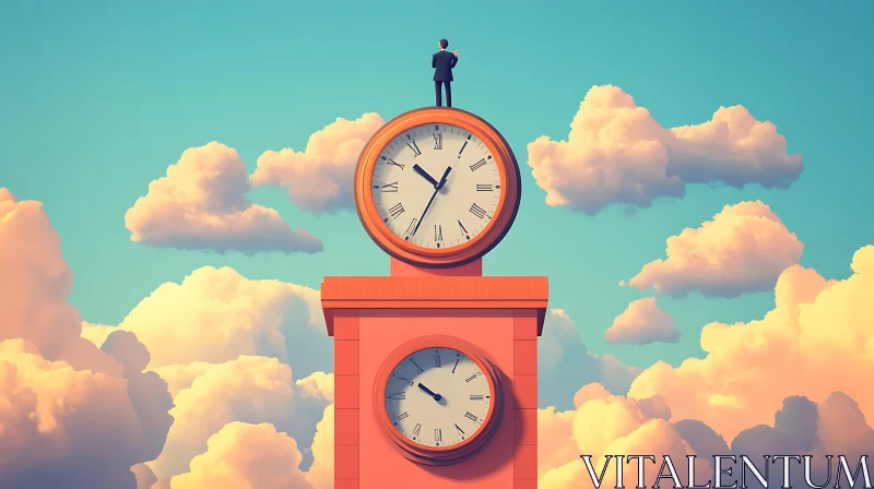 AI ART Clock Tower in the Sky