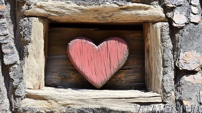 Faded Pink Heart Wood Frame AI Image