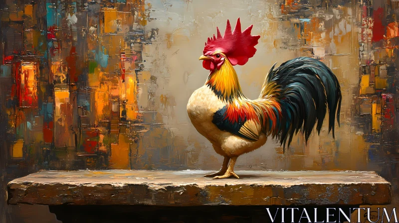 Vivid Rooster on Textured Background AI Image