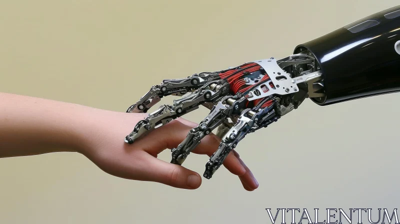Captivating Robotic Precision: A Delicate Handshake AI Image